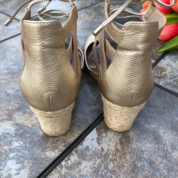 Vionic Gold Calypso Lace up Wedge Espadrilles - Picture 5 of 9